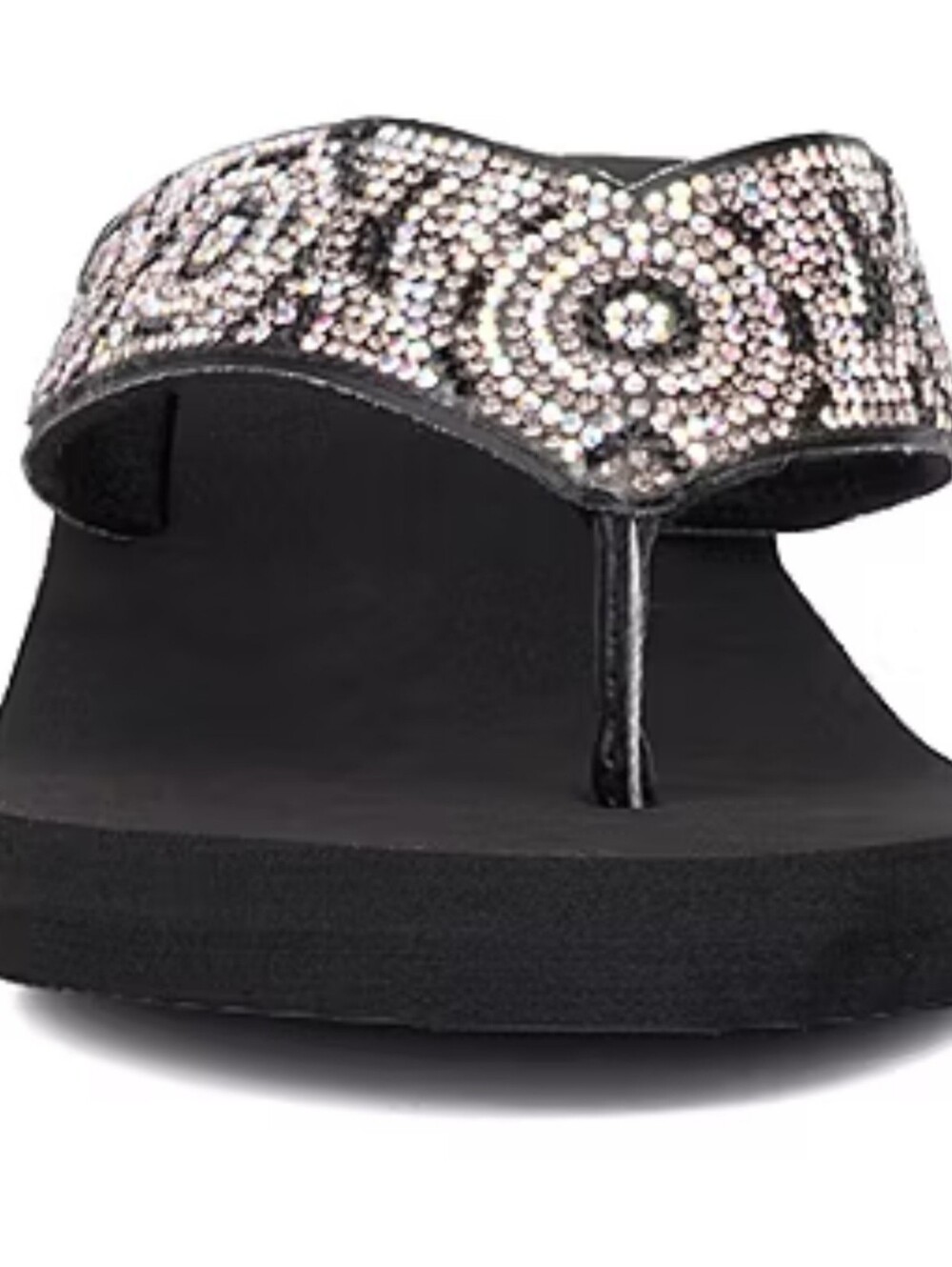 * Mixit Women's Rose Wedge Embellished Rhinestones Sandals Shoes Black Size 10 - Picture 6 of 16